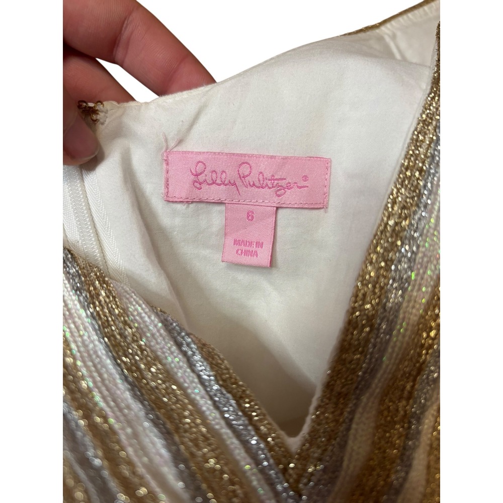 Lilly Pulitzer Valli Shift Dress in Resort White metallic soutache trim Size 6 - Picture 5 of 12